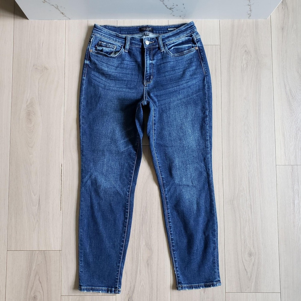 Judy Blue Jeans Womens 9 Blue Medium Wash Boyfriend Relaxed Stretch Denim Casual